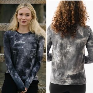 ZYIA Women's Charcoal Tie-Dye Long Sleeve Tee